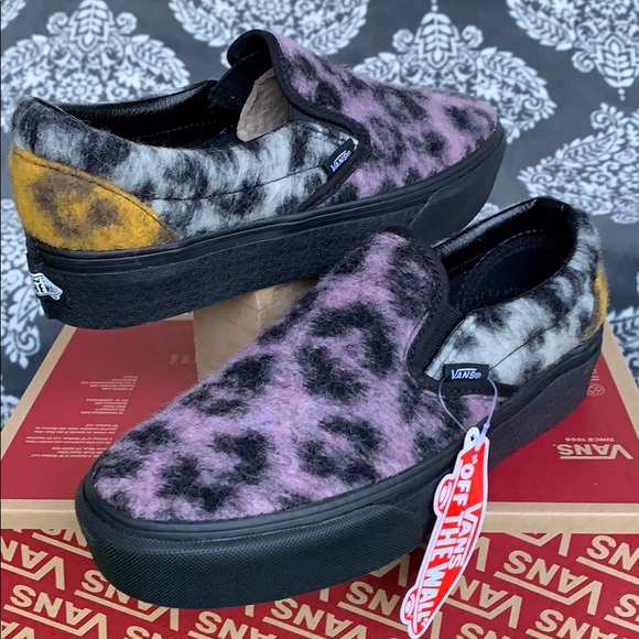 VANS CLASSIC SLIP ON PLATFORM MIX LEOPARD Multi/Bl - Picture 2 of 16